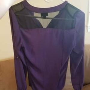 Mossimo purple L/S blouse w/ buttons & mesh